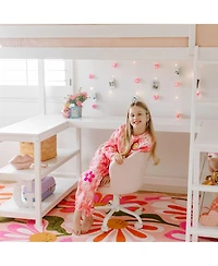 Max & Lily Twin Loft Bed, Solid Wood Loft Bed with Desk and Storage Shelves for Kids