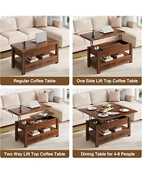 gaomon Lift Top Coffee Table with Storage, Multi-Function Convertible Coffee Table for Living Room, Adjustable Height Dining Desk