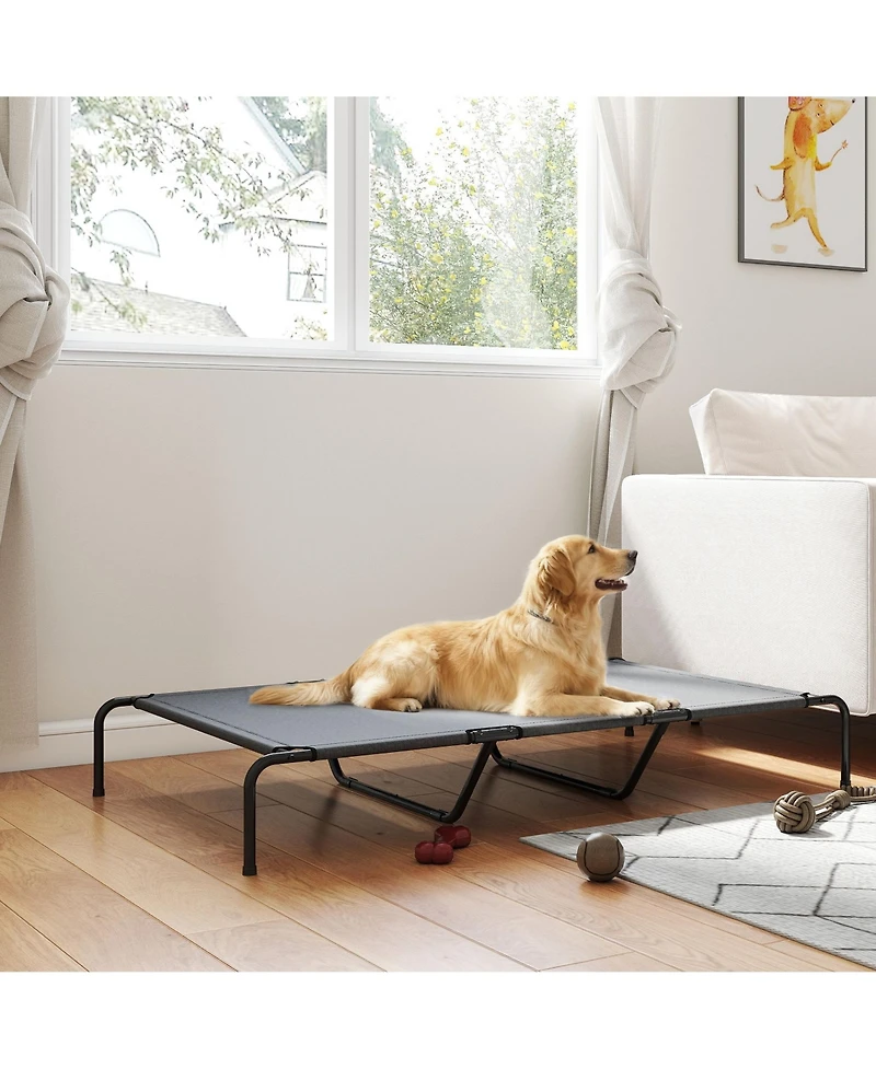 Aostirmotor Large Elevated Dog Bed. Breathable mesh, sturdy steel frame, ideal for outdoor and indoor use. 60"L, perfect for large breeds
