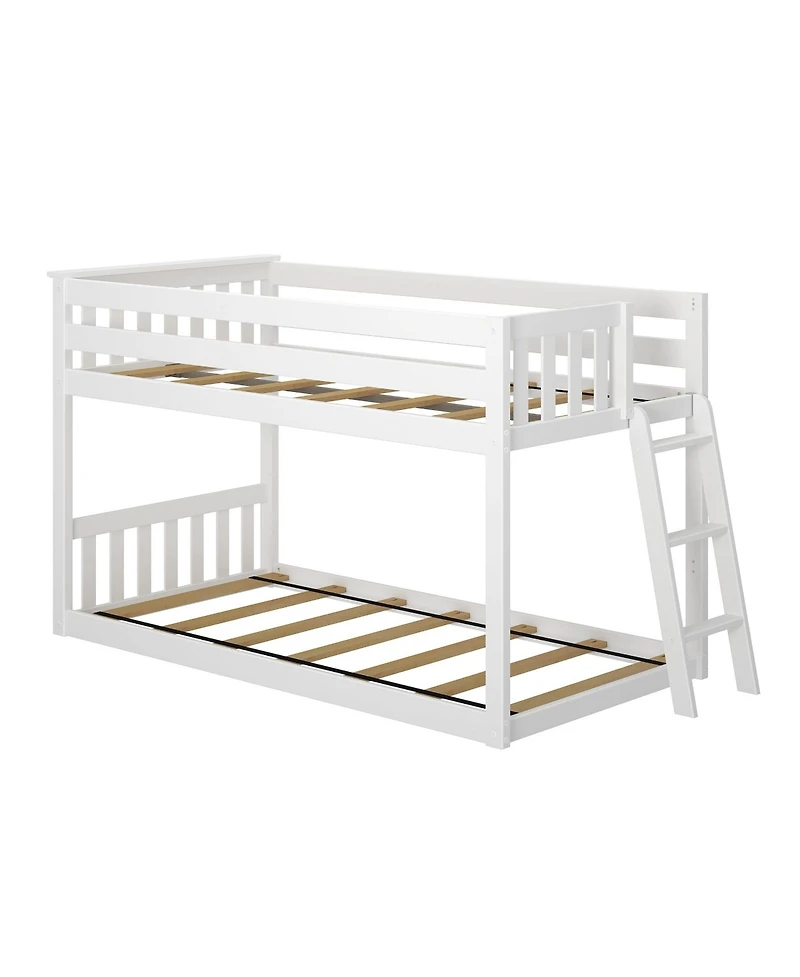 Max & Lily Twin Over Low Bunk Bed With Ladder on End, Pecan