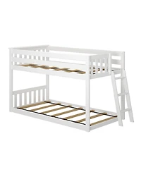Max & Lily Twin Over Low Bunk Bed With Ladder on End, Pecan