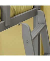 Max & Lily Solid Wood Twin over Low Bunk Bed with Ladder on End For Kids