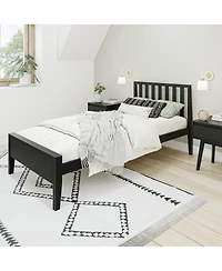 Max & Lily Scandinavian Twin Bed Frame, Solid Wood Platform with Headboard
