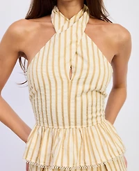 En Saison Women's Sleeveless Halter Neck Top