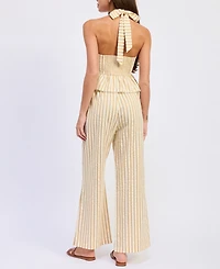 En Saison Women's Pull-On Self-Tie Waist Pants
