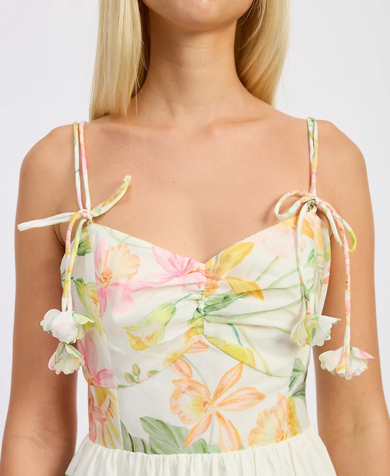En Saison Women's Sleeveless Bustier V-Neck Midi Dress