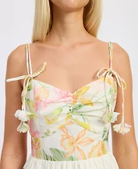 En Saison Women's Sleeveless Bustier V-Neck Midi Dress