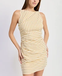 En Saison Women's Sleeveless Crewneck Bodycon Mini Dress