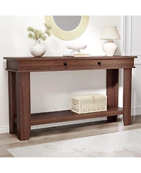 gaomon Console Table with Drawers, Wooden Rectangular Entryway Table Open Storage Shelf, Sofa Table Behind Couch, Farmhouse Entry Foyer Table