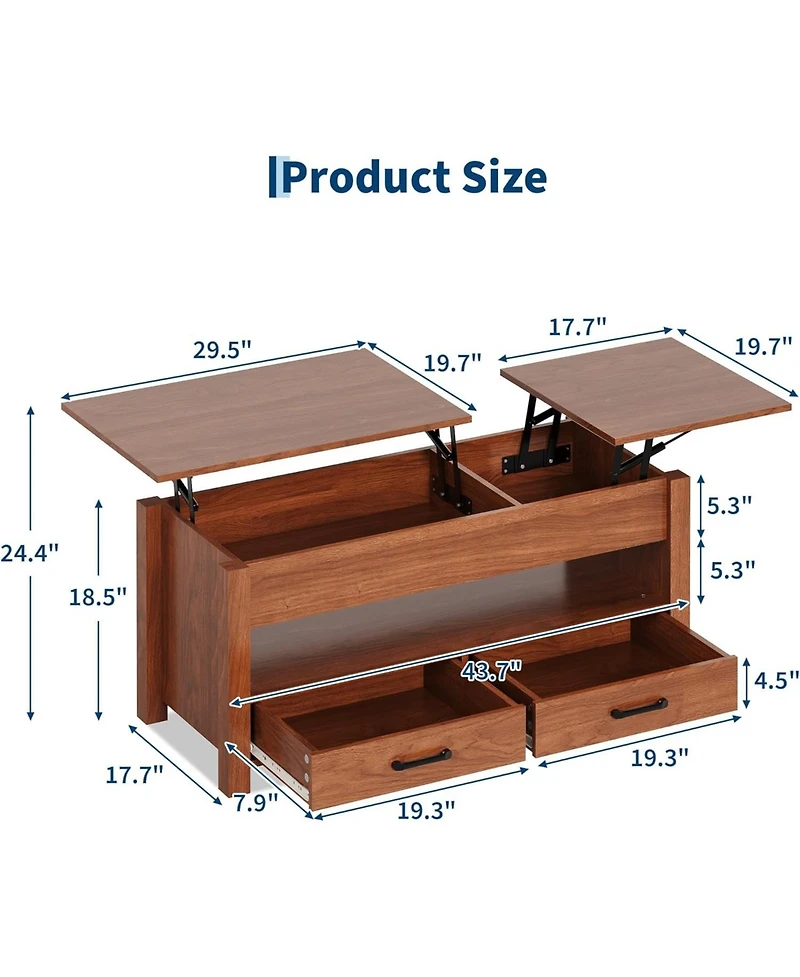 gaomon 47.2" Coffee Table with Storage, Multi-Function Lift Top Coffee Table with Wooden Lift Tabletop