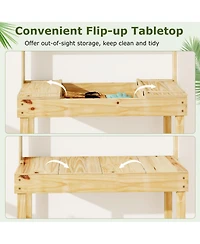 Sugift Wooden Potting Bench Table Garden Planting Workstation with 3-Tier Open Shelf
