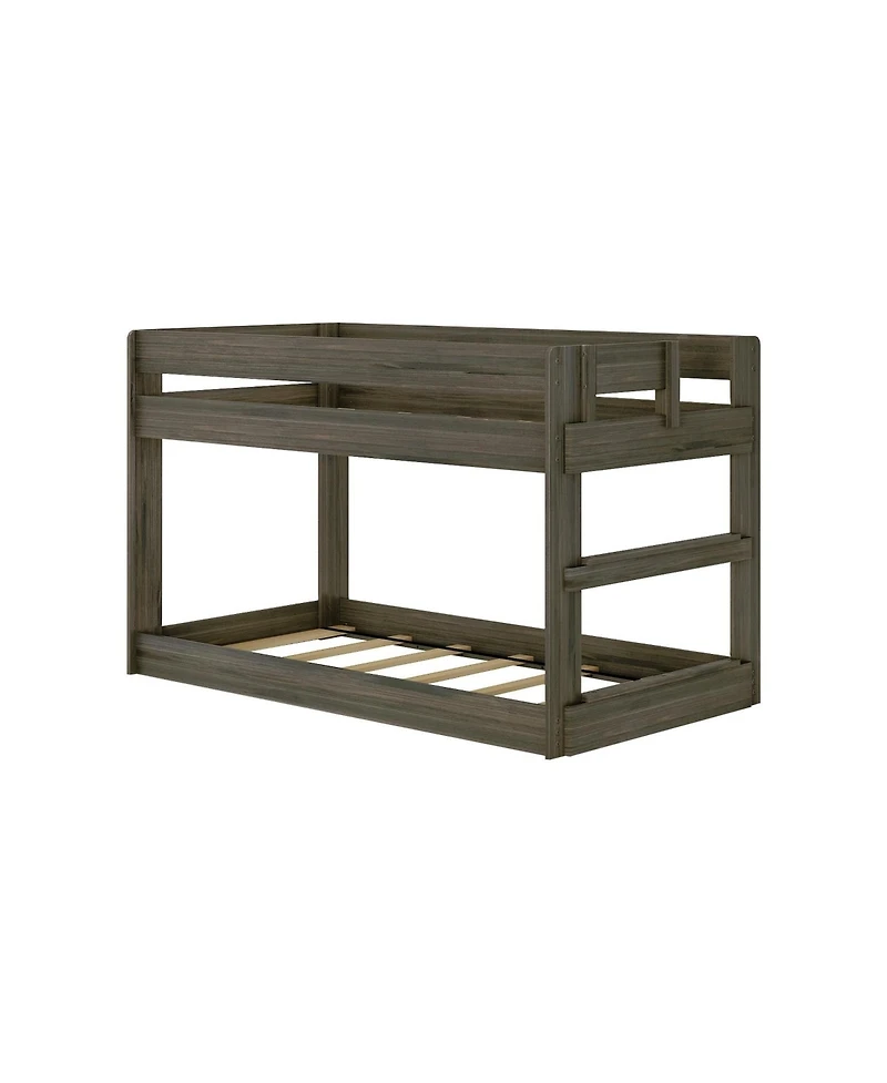 Max & Lily Twin over Twin Low Bunk Bed, Modern Farmhouse Solid Wood Bunk Beds for Kids