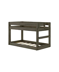 Max & Lily Twin over Twin Low Bunk Bed, Modern Farmhouse Solid Wood Bunk Beds for Kids