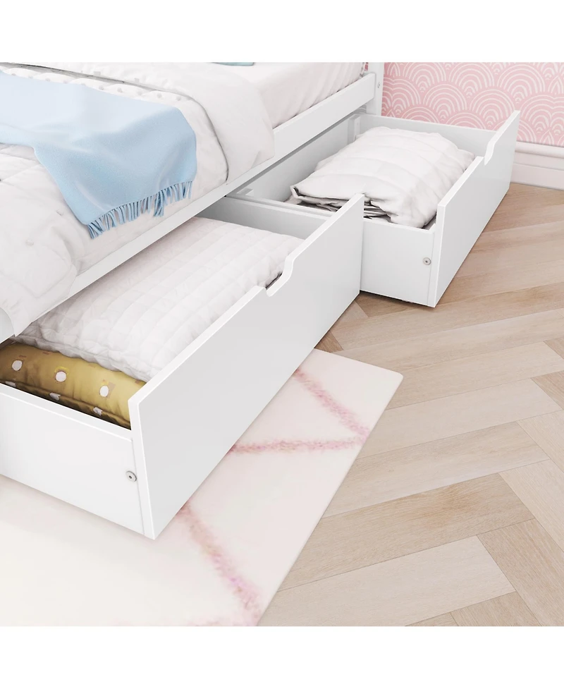 Max & Lily Full Size Bed Frame with Storage Drawers, Solid Wood Platform Bed for Kids