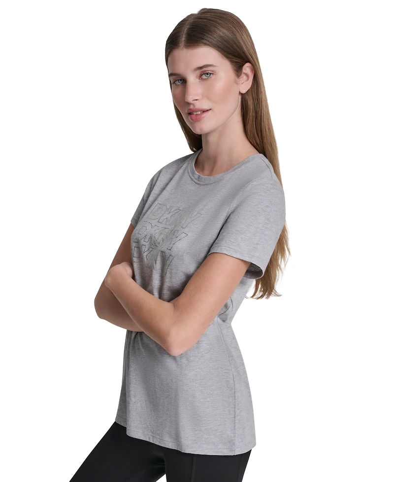 Dkny Sport Women's Triple Rhinestone Foil Logo T-Shirt