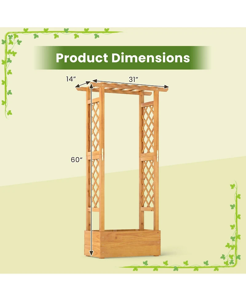 Sugift Wooden Raised Garden Bed with Lattice Trellis and Roof