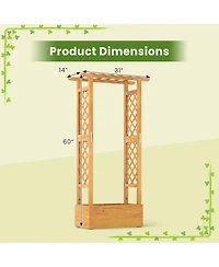 Sugift Wooden Raised Garden Bed with Lattice Trellis and Roof