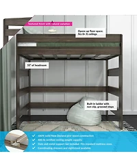 Max & Lily Solid Wood Modern Farmhouse High Loft Bed, Twin Bed Frame For Kids
