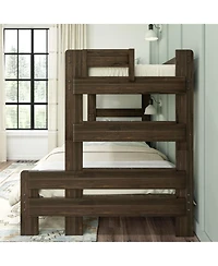 Max & Lily Bunk Bed Twin over Full Size, Modern Farmhouse Solid Wood Bunk Beds for Kids