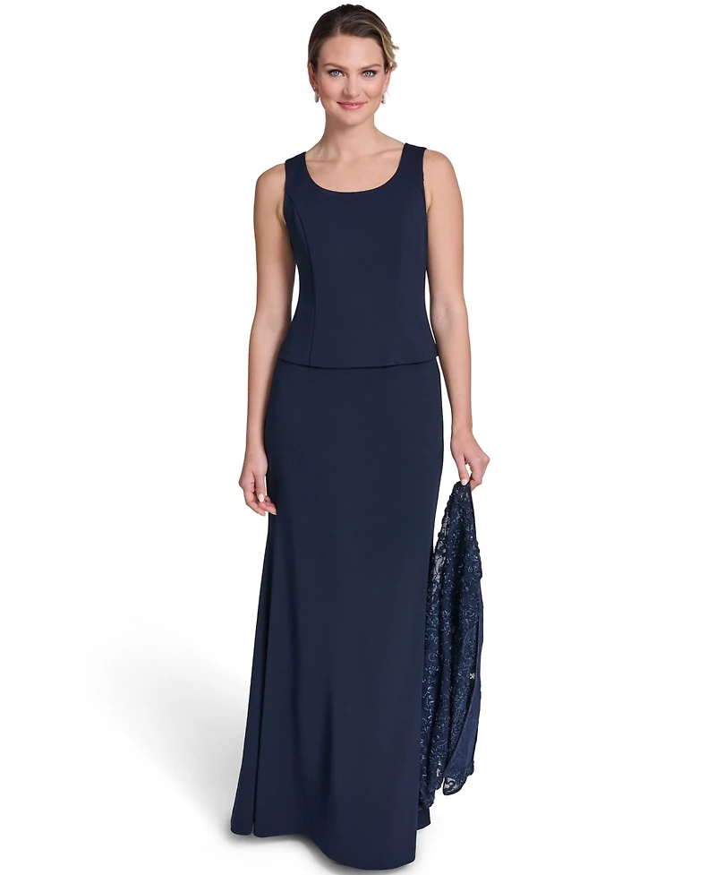 Jessica Howard Petite Scoop Neck Gown & Jacket, 2-Piece Set
