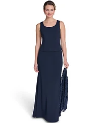 Jessica Howard Petite Scoop Neck Gown & Jacket, 2-Piece Set