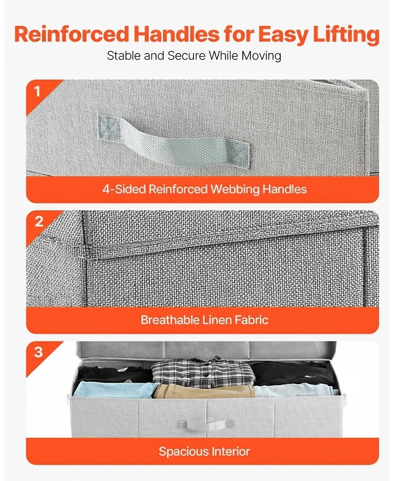 Gouun Foldable Under-Bed Storage Containers with Lids, 48L, 31.7 x 15.9 x 6.1 in, 2 Pack