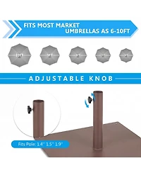 Sugift 25 Inch Square Patio Umbrella Base 42 Lbs Weighted