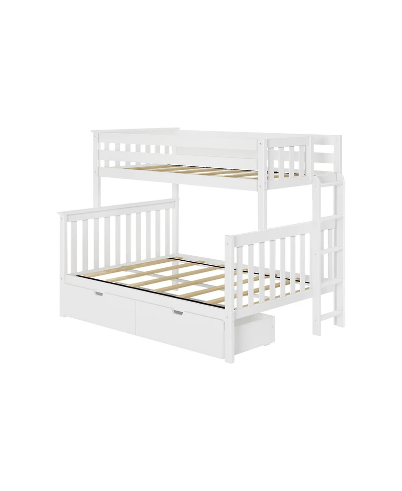 Max & Lily Full Bunk Bed With Ladder on End and Storage Drawers