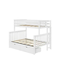 Max & Lily Full Bunk Bed With Ladder on End and Storage Drawers