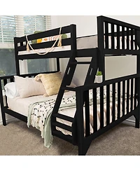 Max and Lily Bunk Bed Twin over Full Size, Solid Wood Scandinavian Style Beds for Kids