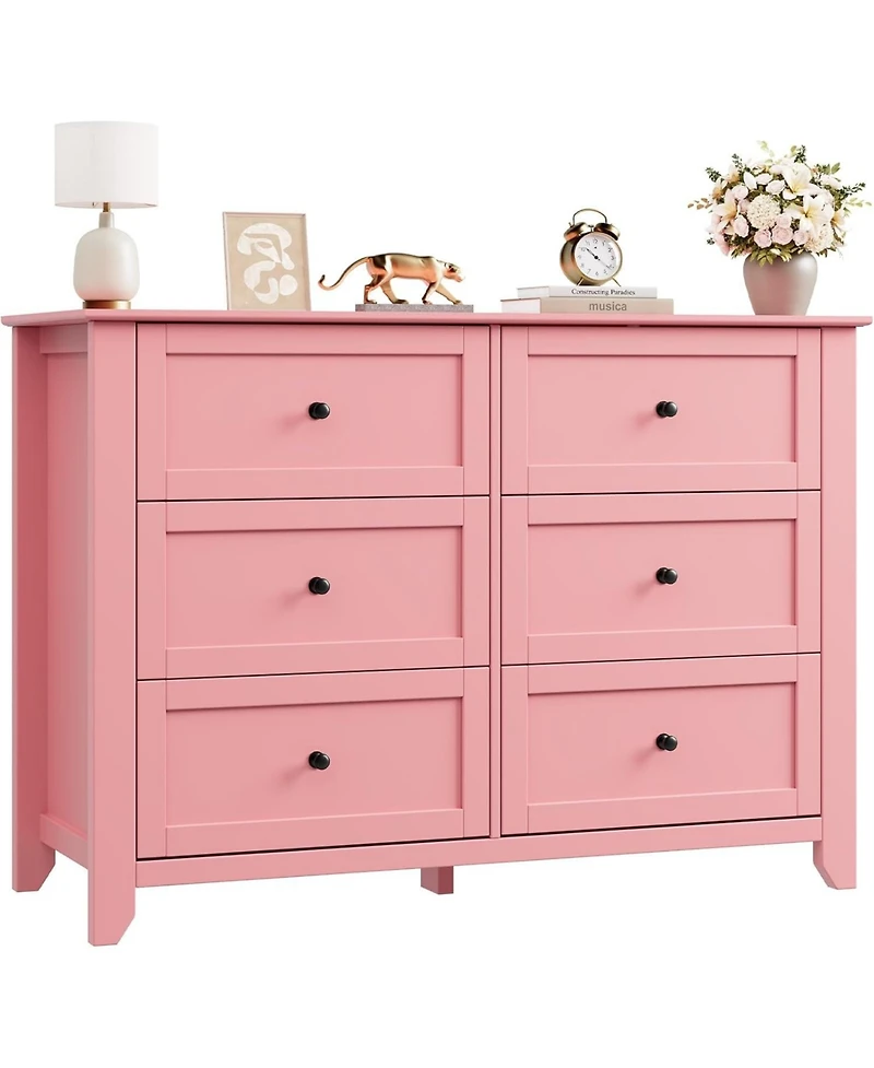 gaomon 6 Drawer Dresser for Bedroom, Dresser with Deep Drawers and Metal Knobs, Large Modern Wooden Chests of Drawers for Entryway
