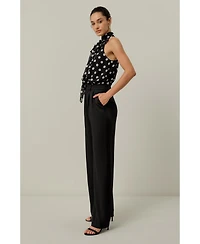 Lilysilk Women's Double Faced Charmeuse Silk Straight Leg Pants