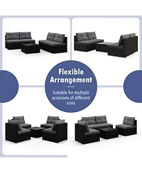 Gouun 5-Piece Wicker Patio Sofa Set with Cushions and Square Coffee Table