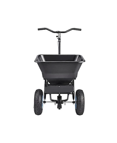 Sugift Lawn Spreader, 100LBS Capacity, Walk-Behind Fertilizer Spreader with Pneumatic Tires