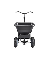 Sugift Lawn Spreader, 100LBS Capacity, Walk-Behind Fertilizer Spreader with Pneumatic Tires