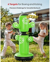 Qpau 360degree(s) Rotatable Punching Bag for Kids, Lager 64" Kids Punching Bag with Gloves, Hand Pump and 6 Targets, Bop Bag Inflatable Punching Toy