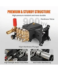 Sugift Pressure Washer Pump, 4400 Psi, 1" Shaft Triplex Plunger for Power Washers