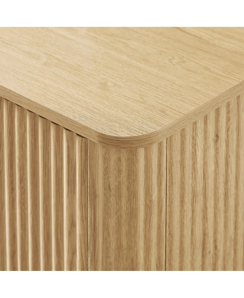 Streamdale Furniture Oak 63 Vertical Stripe Buffet Cabinet/Tv Stand