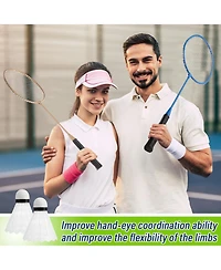 Aronkl 8 Packs Badminton Rackets Set 12 Shuttlecocks Adult Backyard Gym Beach Outdoor