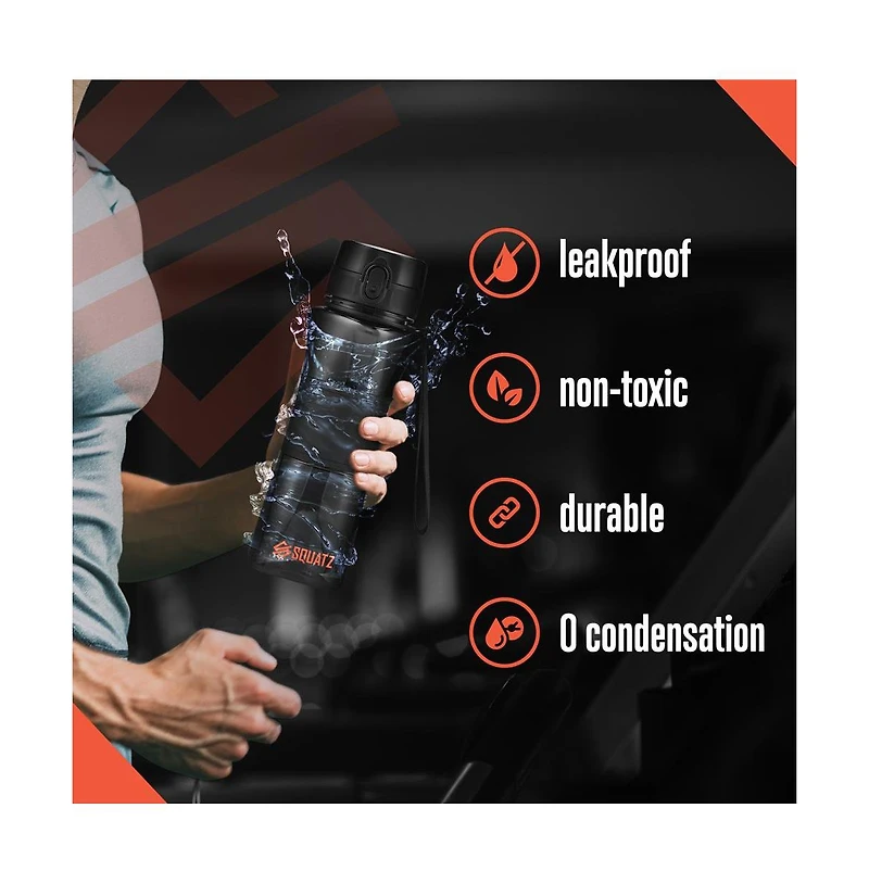 Squatz Sports and Shake Water Bottle with Strainer