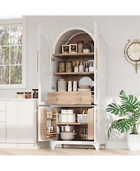 Streamdale Furniture Farmhouse Arched Pantry Cabinet with Door Shelves and Drawer