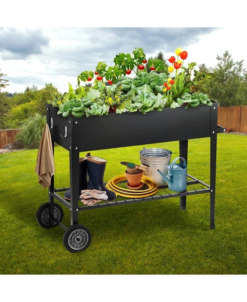Sugift 42.5 x 19.5 x 31.5 in Galvanized Metal Raised Planter Box