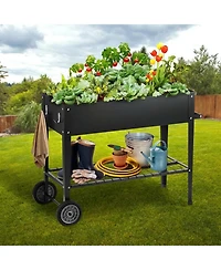 Sugift 42.5 x 19.5 x 31.5 in Galvanized Metal Raised Planter Box