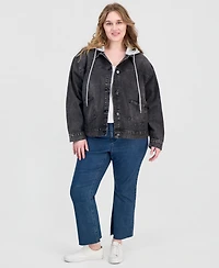 Madden Girl Trendy Plus Hooded Denim Jacket