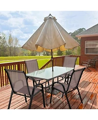 Gouun Stackable Outdoor Dining Chairs Set of 2 with Inclined Backrest