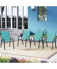 Gouun Stackable Patio Dining Chairs Set of 2 with Breathable Fabric Seat