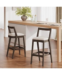 Rainsken Set of 2 Rubberwood Frame Cushion Counter Height Barstools