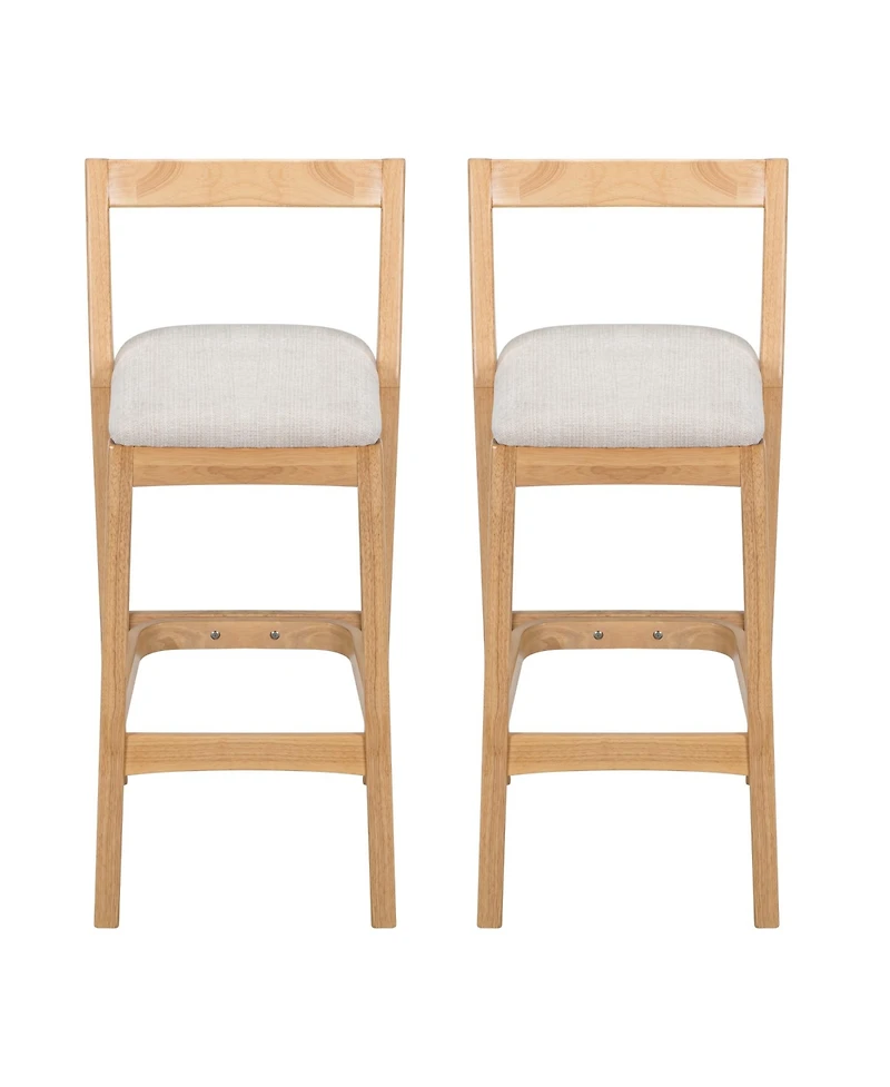 Rainsken Sturdy Rubberwood Structure with Soft Fabric Kitchen Bar Stools Set of 2