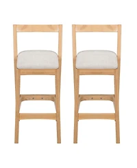 Rainsken Sturdy Rubberwood Structure with Soft Fabric Kitchen Bar Stools Set of 2
