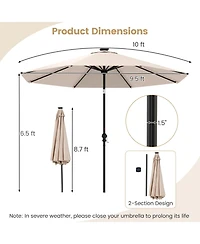 Slickblue Solar Umbrella with Multicolor Led Lights and Tilt